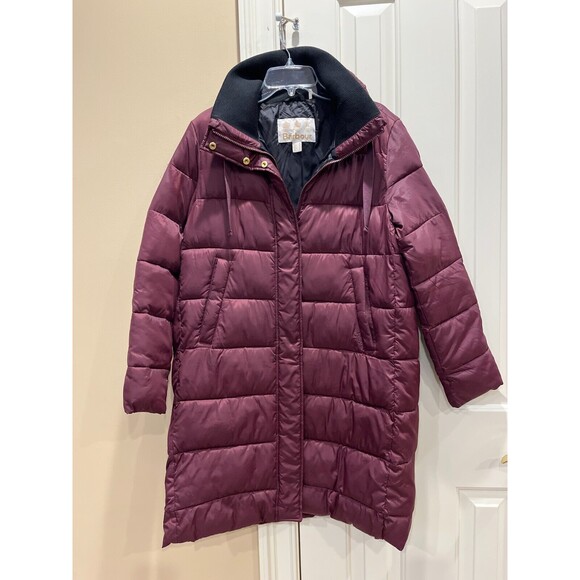 NEW Barbour Weatheram Quilt Longline Puffer Coat Purple Wine Womens Size 10 US - Picture 4 of 9